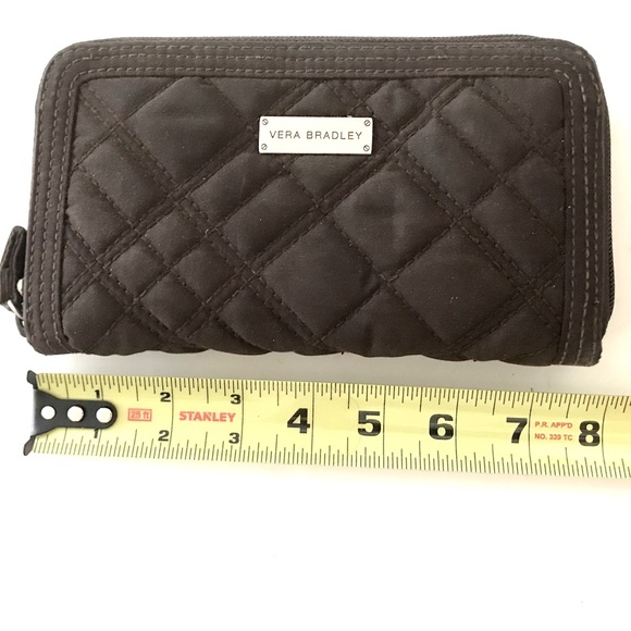 Vera Bradley Quilted Brown Zip Around Wallet 8” x 4” - Picture 7 of 10